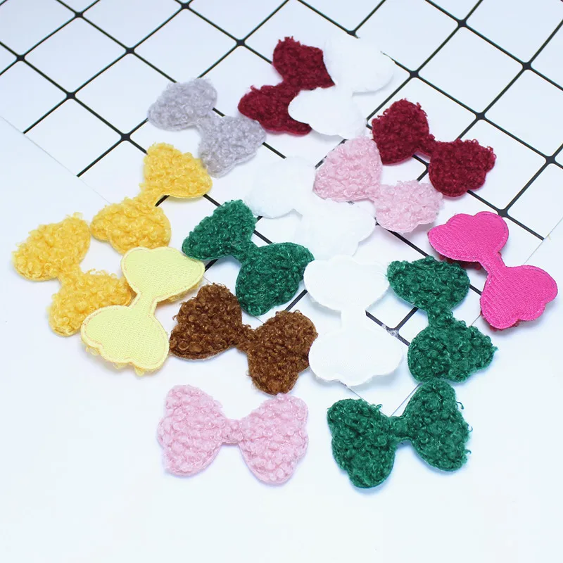 AIJJU 10/30/50/100 шт. 4,8*3 см милые плюшевые нашивки с бантом аппликации для рукоделия одежда головной убор шпилька для волос декоративные аксессуары