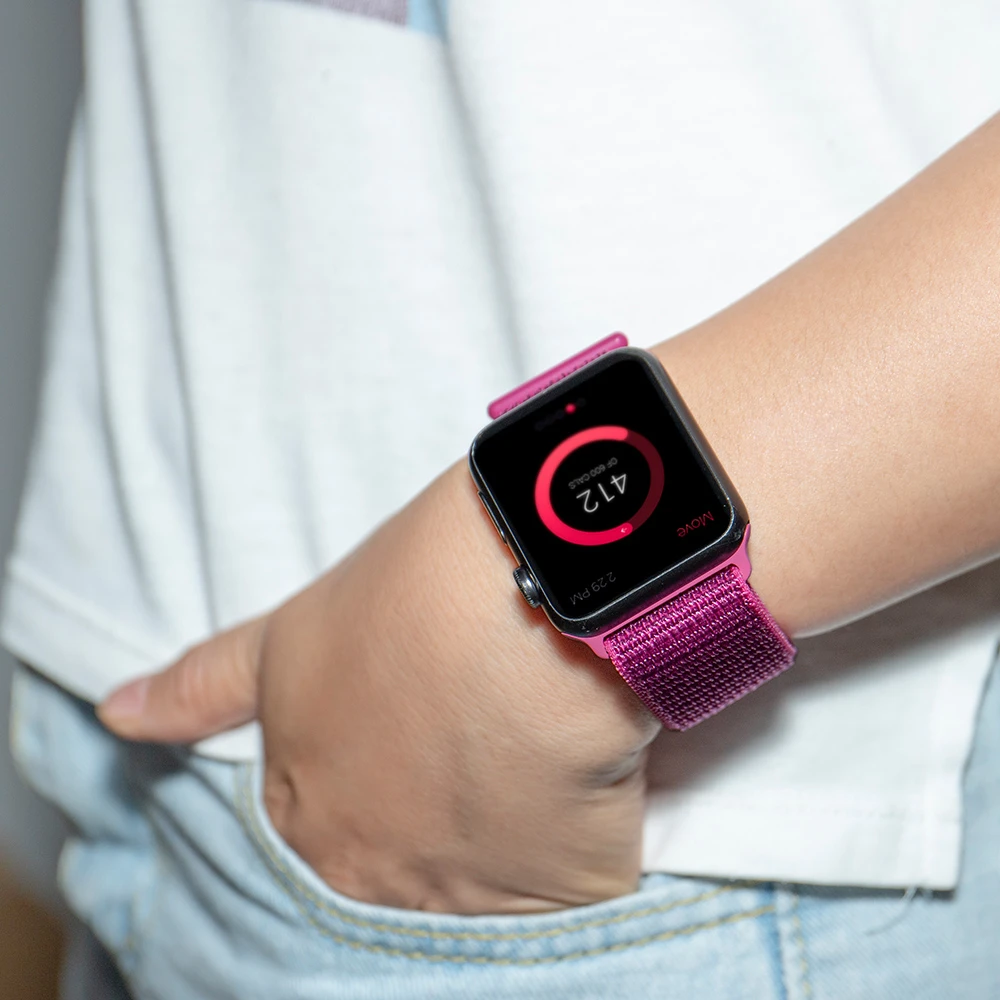 Высококачественный нейлоновый спортивный ремешок для Apple Watch, ремешок 44 мм, серия 5, 4, 3, 2, 1, дышащий тканый ремешок 42 мм, iwatch 40 мм, 38 мм