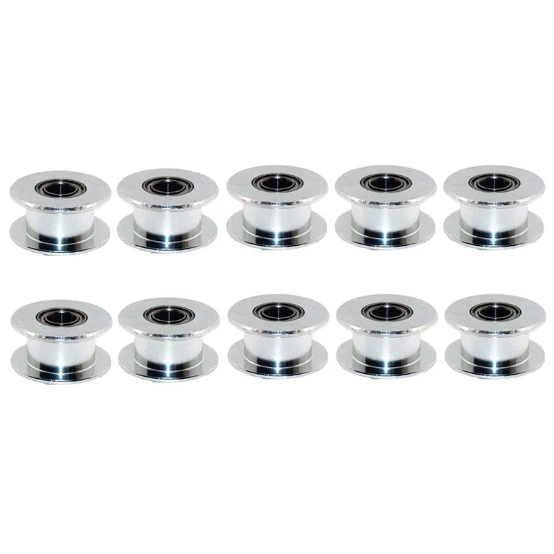 

GT2 20 Toothless Bore 5mm Aluminum Timing Belt Idler Pulley For 3D Printer 6mm Width Timing Belt (Pack of 10Pcs)