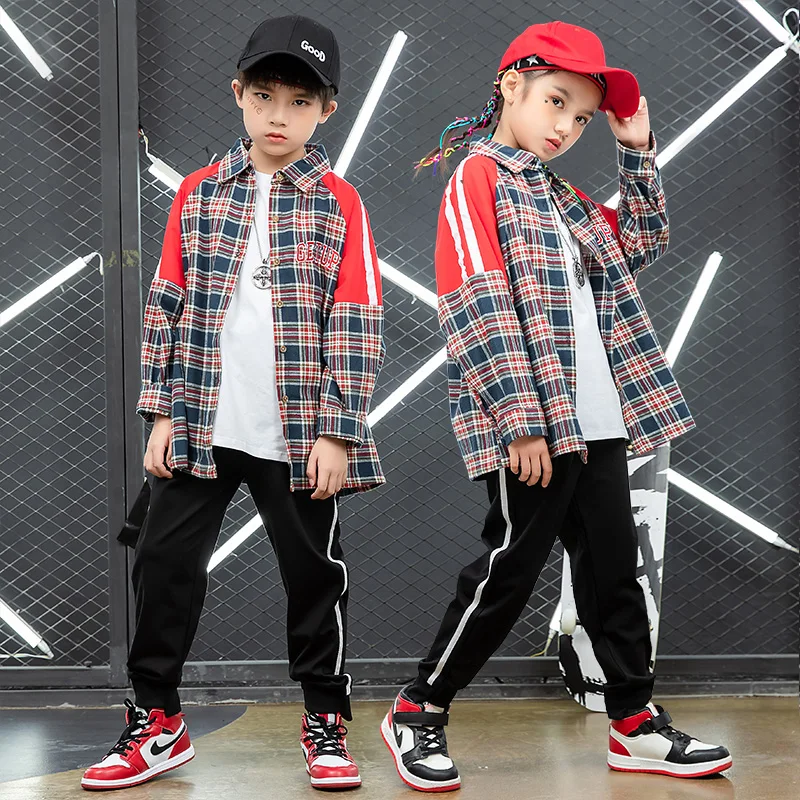 

Детская Одежда для танцев в стиле хип-хоп, свободные штаны для бега для девочек и мальчиков, костюмы для джазовых танцев, одежда, уличная оде...