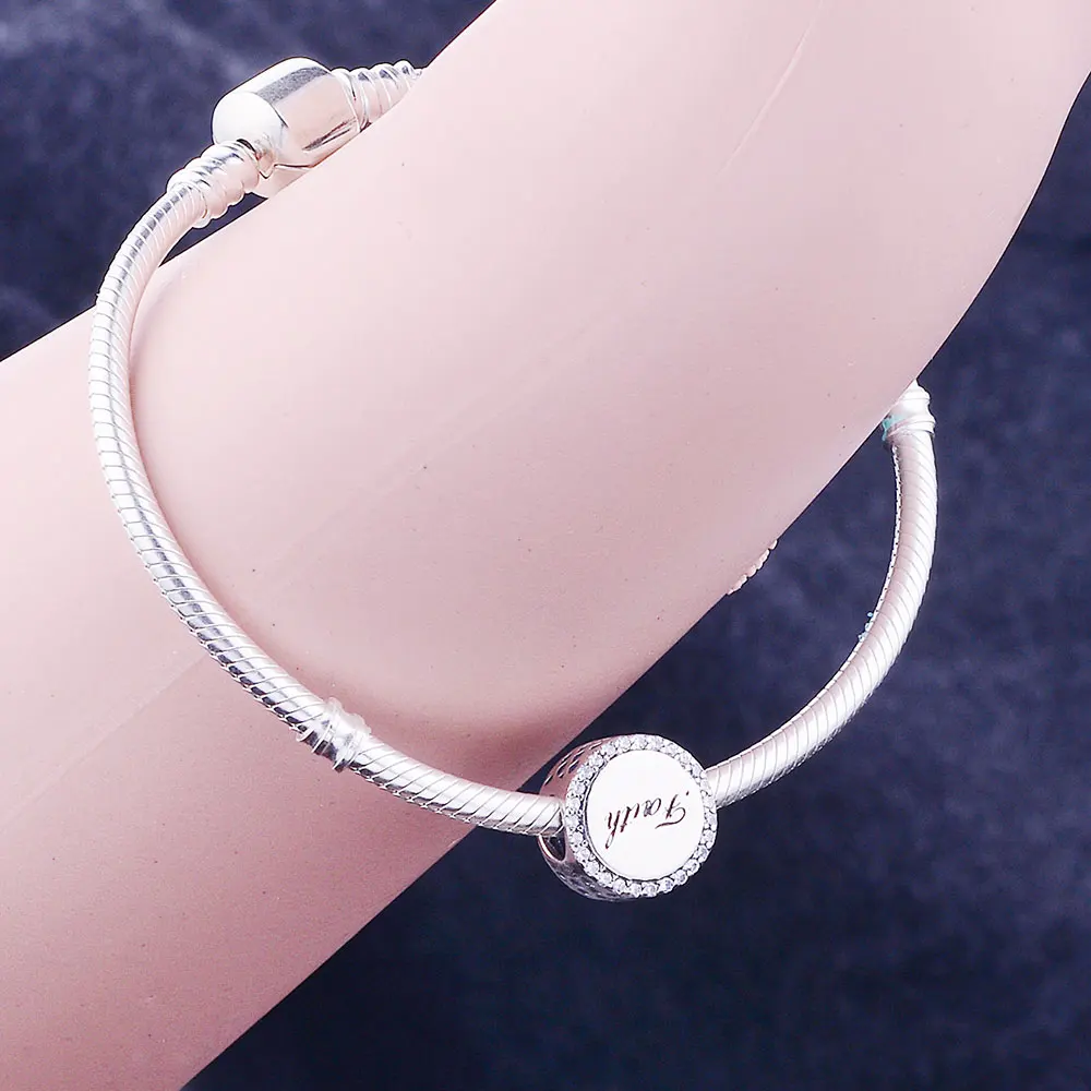 Authentic 925 Sterling Silver Faith Cross With Crystal Beads Charm Fit Original Pandora Bracelet Bangle For Women Jewelry | Украшения и