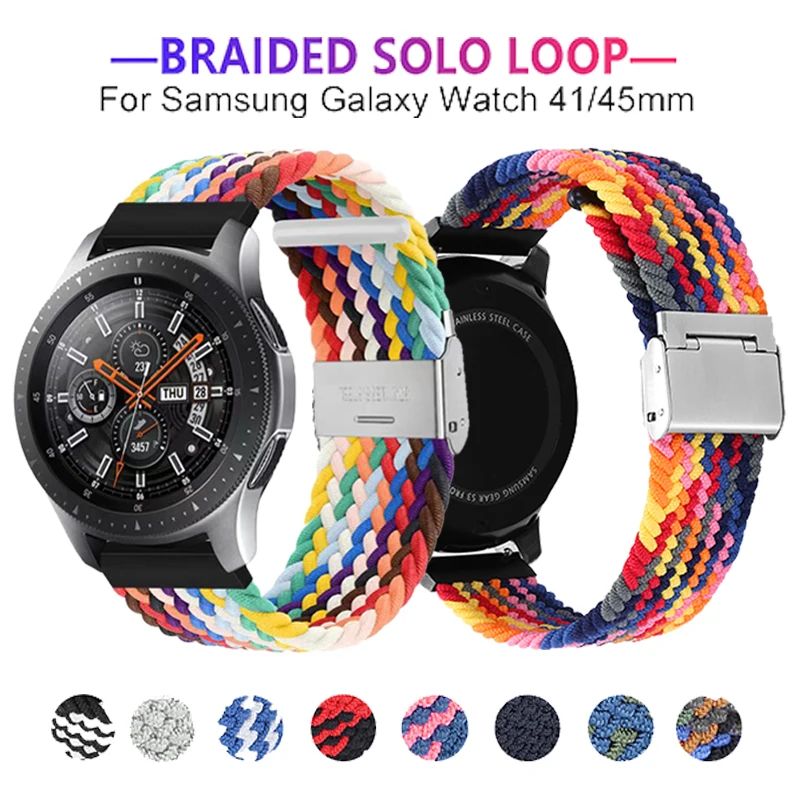 Ремешок нейлоновый для наручных часов плетеный браслет Samsung Galaxy Watch 3/46 мм/42 мм/active