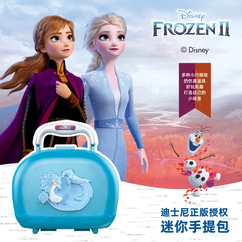 Disney Frozen 2 elsa anna Makeup set girl Kitchen toy Cosmetic box set Handbag Suitcase kids Dressing toy