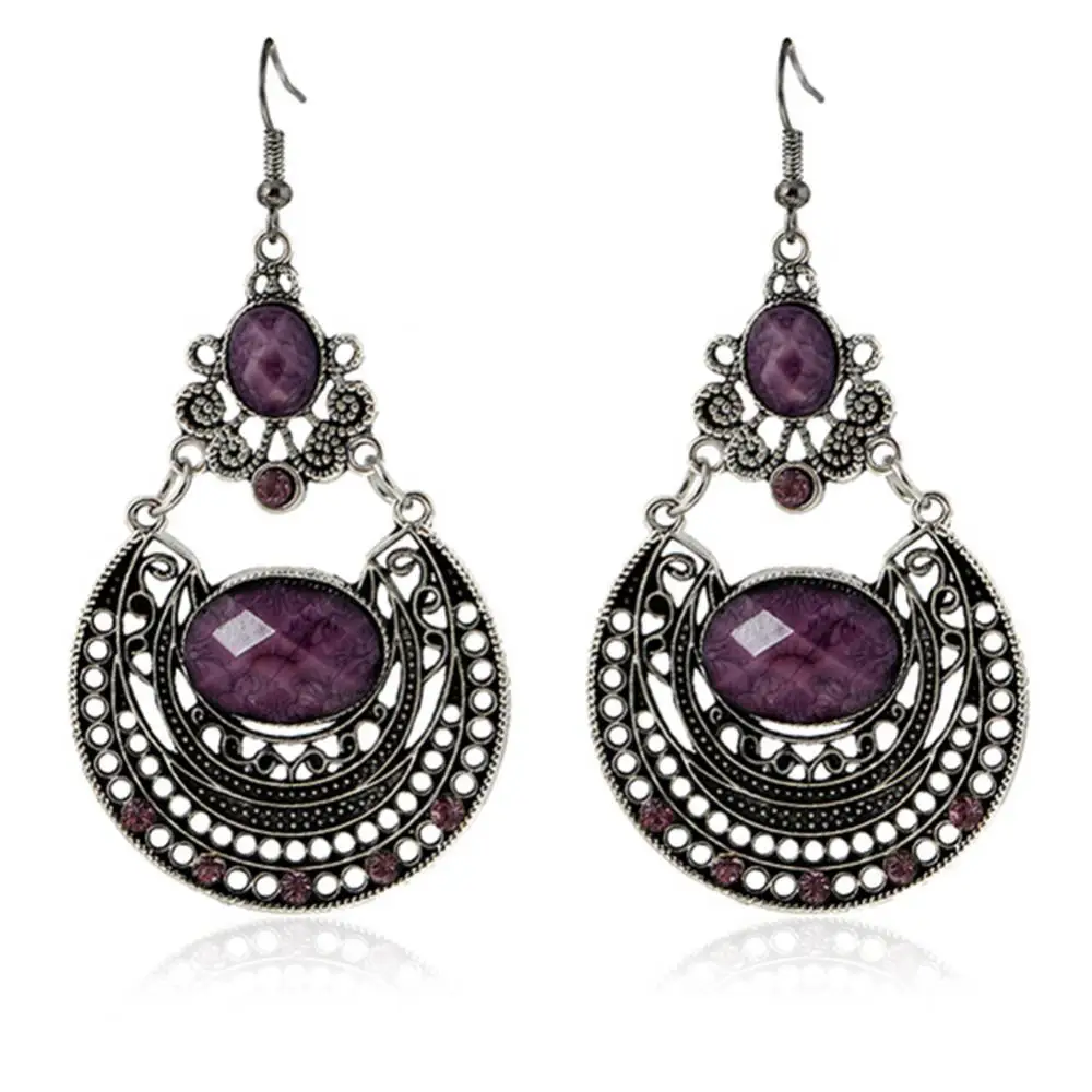 

Bohemia Lady Hollow Rhinestone Inlaid Dangle Hook Earrings Party Banquet Jewelry