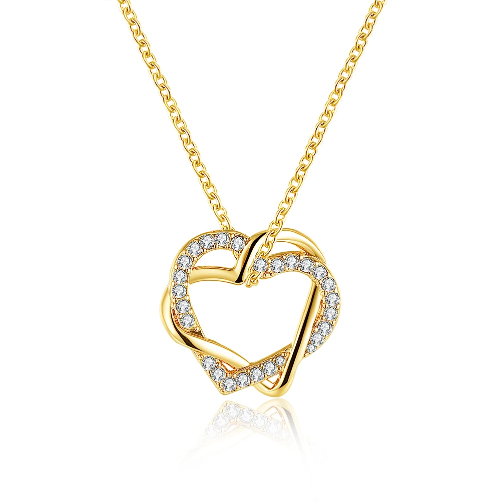 

ZEMIOR Romantic Heart Gold Color Pendant Necklaces For Women Clear Cubic Zirconia Necklace Anniversary Hot Sale Fashion Jewelry