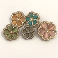 5pcs pink blue green beautiful rhinestone buttons for clothing sewing accessories flower buttons for clothing designers fashion