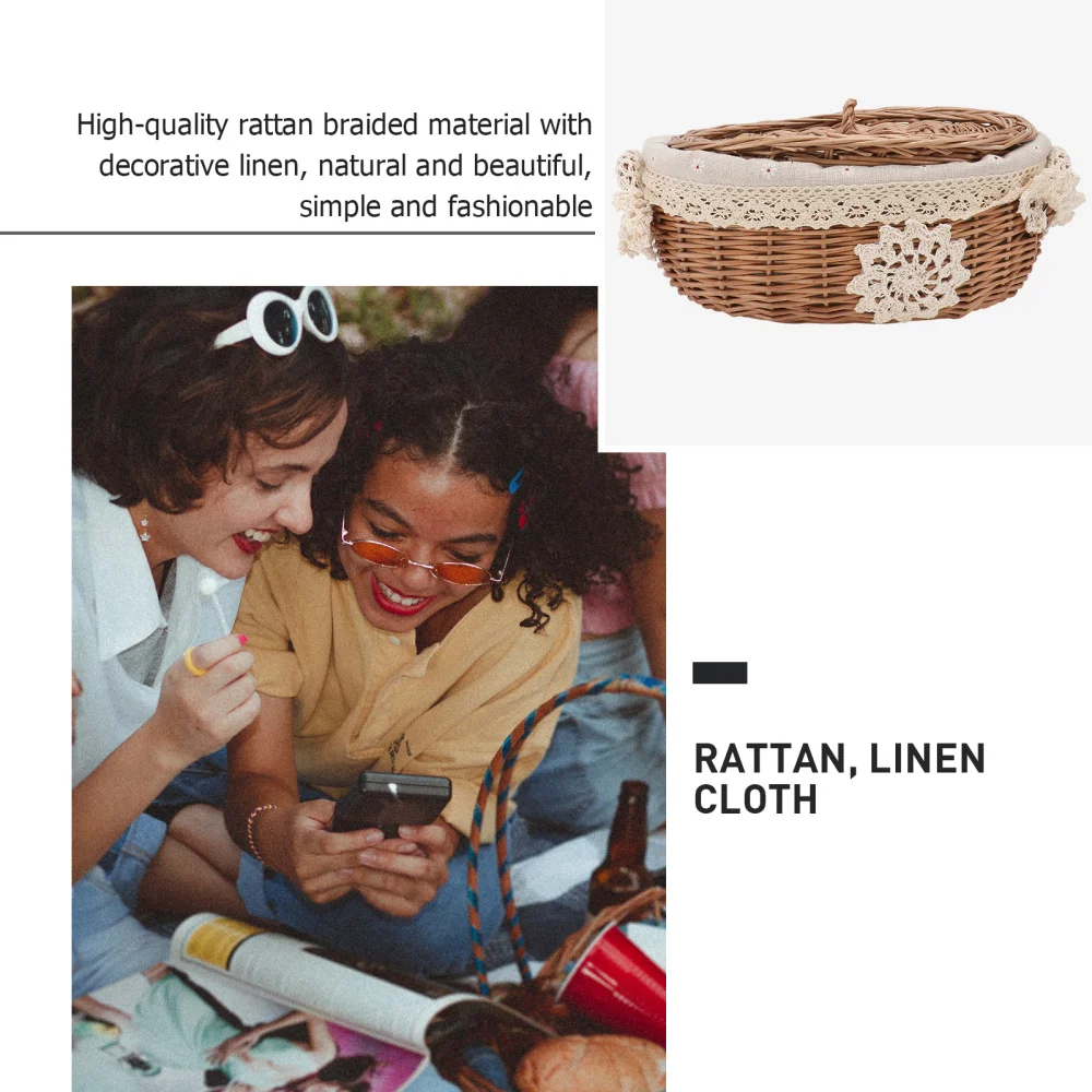 

1pc Rattan Sundries Basket Organizer Basket Storage Basket (Light Brown)