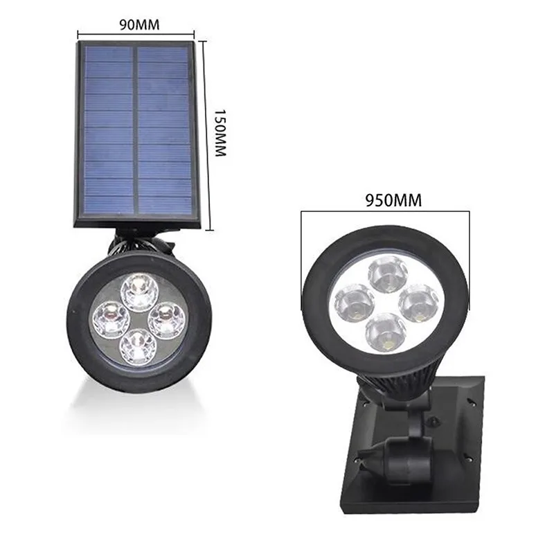 4 светодиода RGB Led Солнечный свет водонепроницаемый наружный садовый Путь Газон