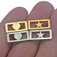 5pcs stainless steel rectangular frame hollow links love star pendants connectors diy necklace bracelet jewelry earrings making