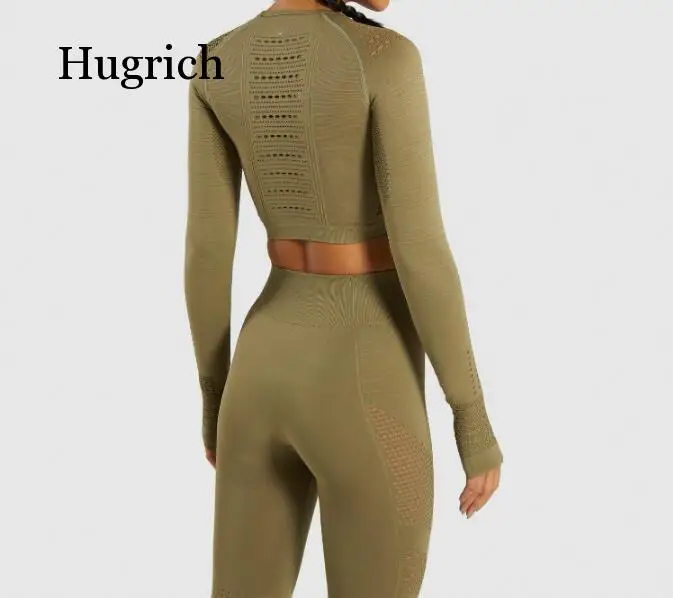 

Women's Tracksuit Sets Workout Clothes Fitness Running Sport Wear Long Sleeve High Waist Mesh Leggings Shirt Suit