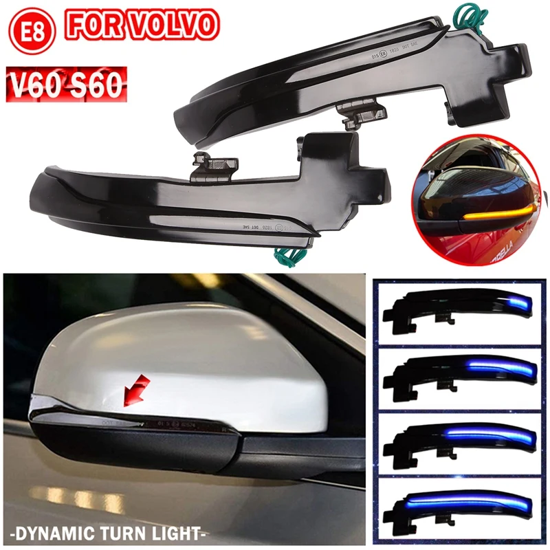 

Car Side Mirror Indicator Dynamic LED Turn Signal Light for Volvo V40 CC II V60 S60 2011-2018 S80 V70 III, Blue&Amber