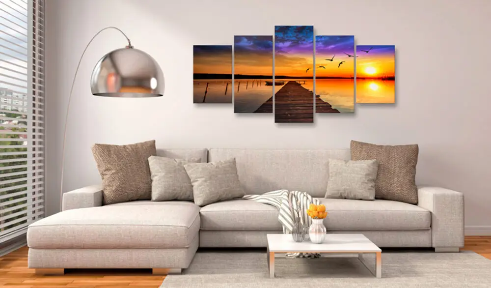 

Romantic Lake Home Wall Decoration Landscape Five Piece Set Canvas Printing Drawing Living Room Modern Space Art