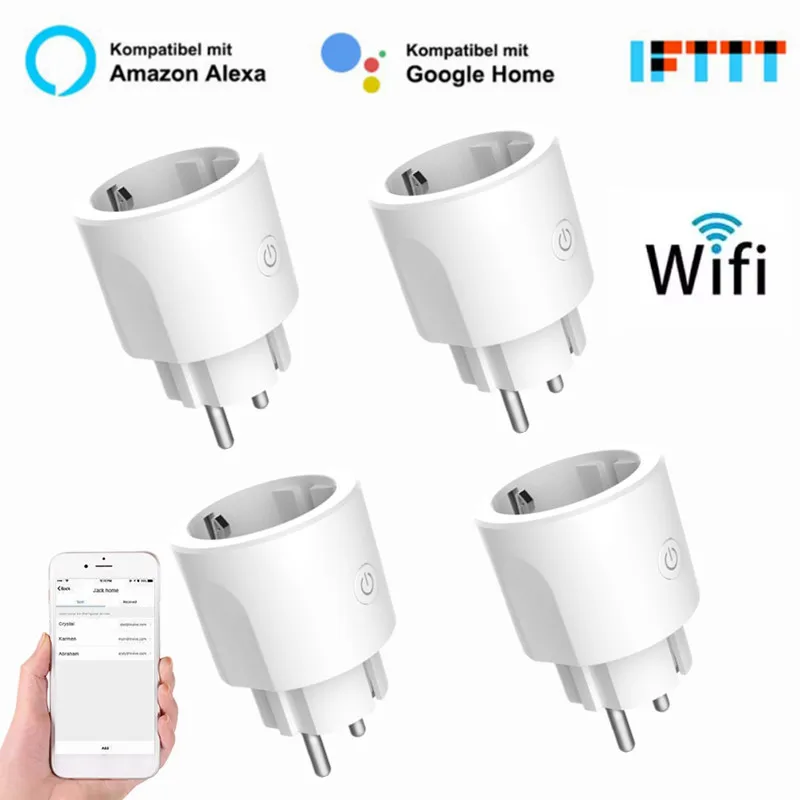 

16A WiFi Smart Plug EU Adaptor Wireless Remote Voice Control Power Energy Monitor Outlet Timer Smart Socket For Alexa Google