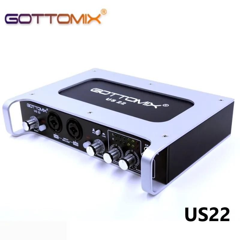 Профессиональная 2 In/ Out MIDI I/O USB аудио интерфейса Gottomix US22 звуковая карта для