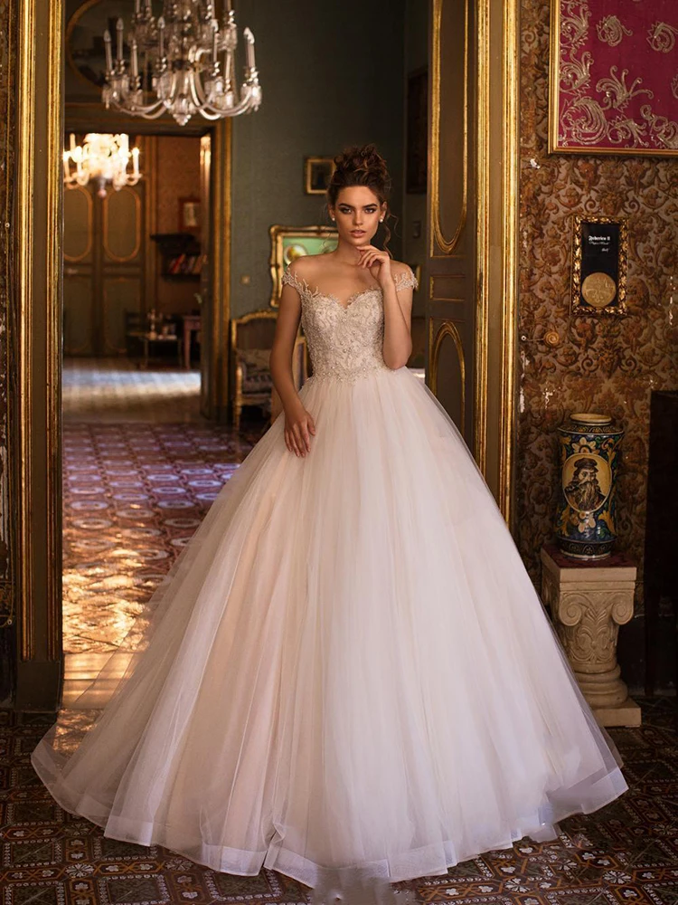 

BAZIIINGAAA Simple Wedding Dress Lace Little Beading Strapless Dress Luxury Wedding Gowns Bridal Can Be Washed Bride Dresses