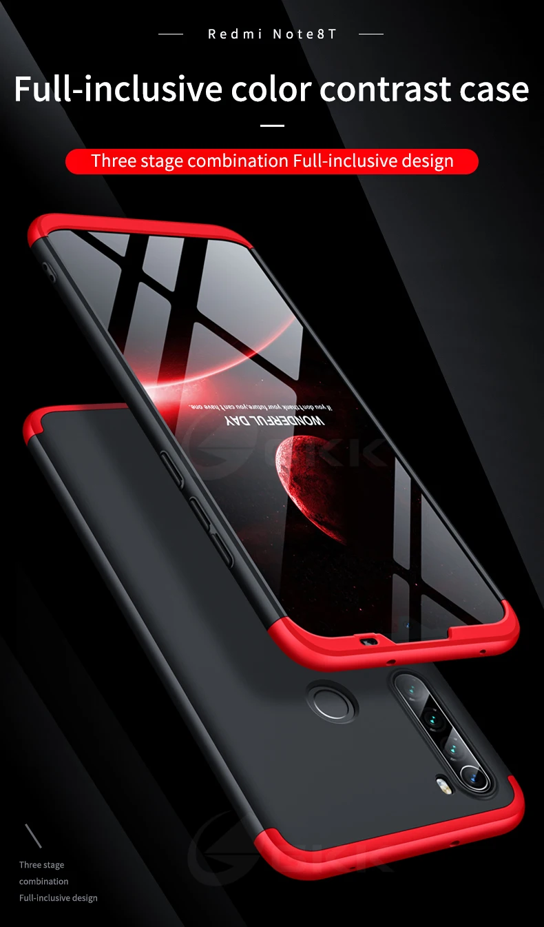 GKK Роскошный чехол для Xiaomi Redmi Note 8T 5 7 8 Pro полная защита противоударный 3 в 1 жесткий чехол для Xiaomi Redmi Note 8 Pro Чехол