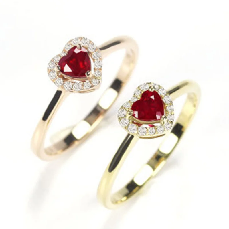 

Trendy Gold Color Heart Zircon Crystal Ring for Women Engagement Party Wedding Rings Jewelry Hand Accessories Size 6-10