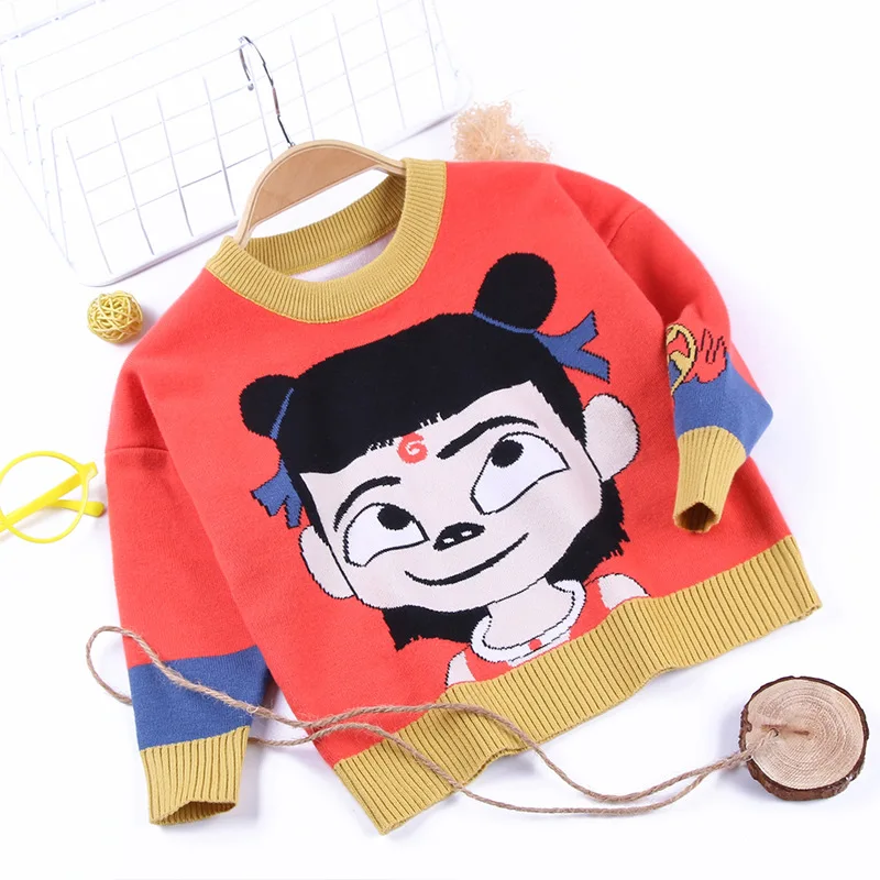 Детские свитера для мальчиков и девочек Вязаные Теплые Топы свитер с круглым