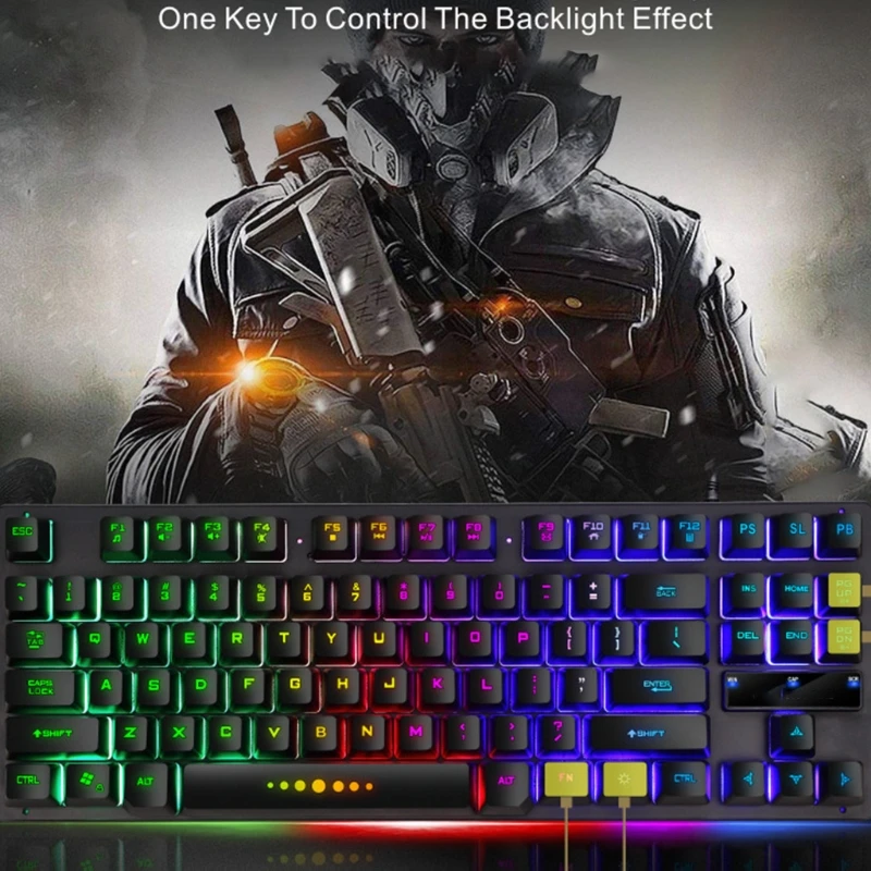 

GK-10 Wired 87 Keys Mechanical Gaming Keyboard RGB Backlit for PC Gamer