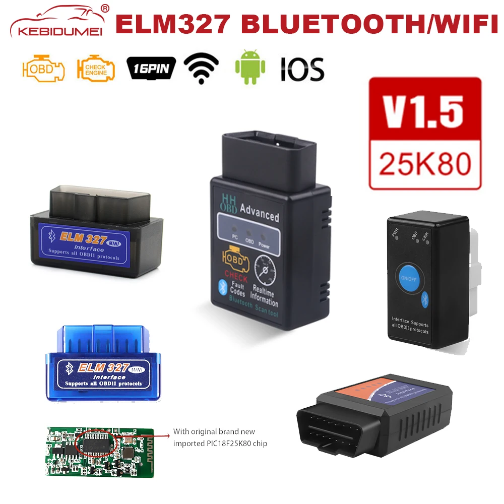 Сканер ELM327 V1.5 PIC18F25K80 Bluetooth OBD2 ODB2 диагностический инструмент Мини ELM 327