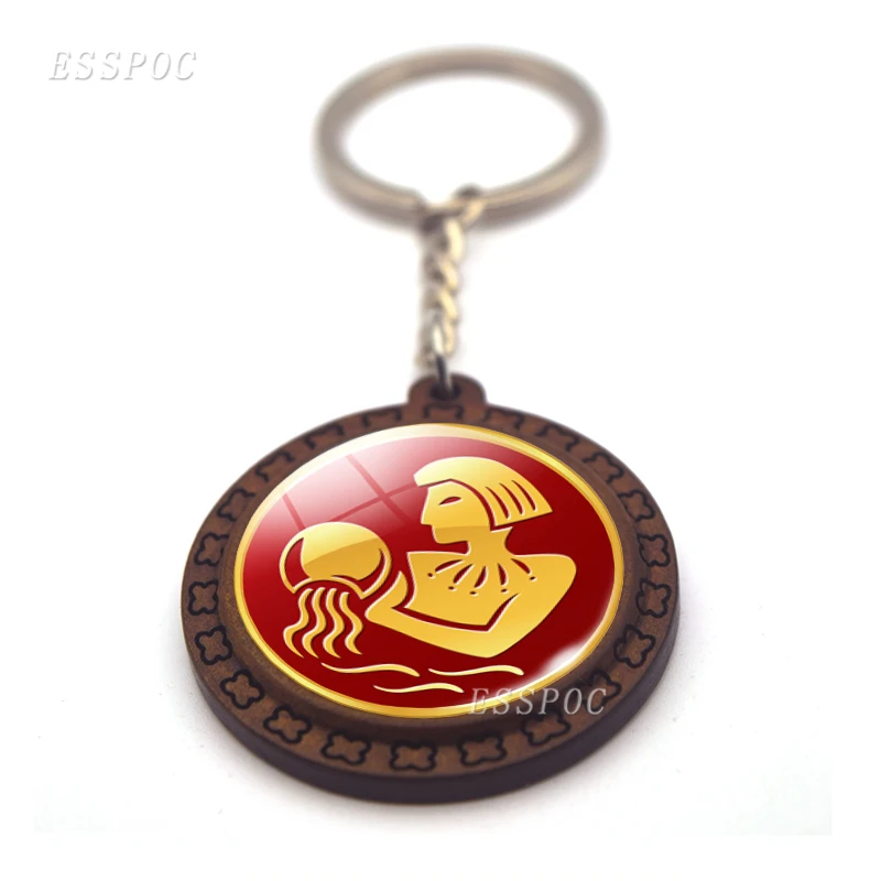 Цепочка для ключей ручной работы мужчин и женщин деревянная цепь с 12 созвездиями