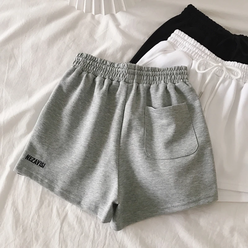 

Cotton Shorts for Women Letter embroidery Sweatpants Pockets elasticity Short Pants Summer Streetwear Joggers Shorts