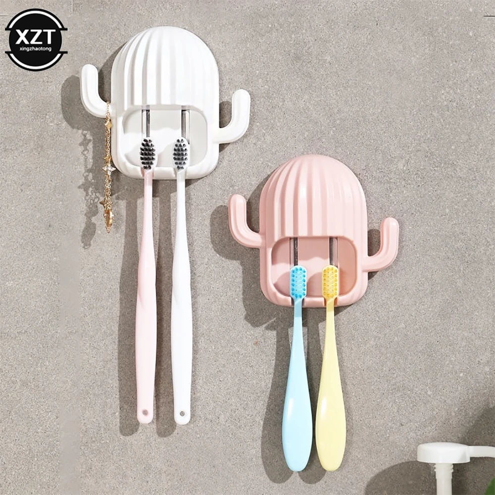 

Cactus Wall-mounted Electric Toothbrush Holder Hook Creative Drain Shelf Toothbrush Organizer Bathroom Storage Rack Accessories
