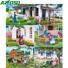 AZQSD 5D DIY алмазная живопись наборы городской фермы ручной работы подарок Алмазная вышивка пейзаж мозаика украшение дома рукоделие