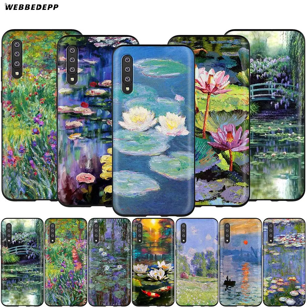 Webbedepp Monet чехол с садовым лотосом для Samsung Galaxy S7 S8 S9 S10 Plus Edge Note 10 8 9 A10 A20 A30 A40 A50 A60 A70 |