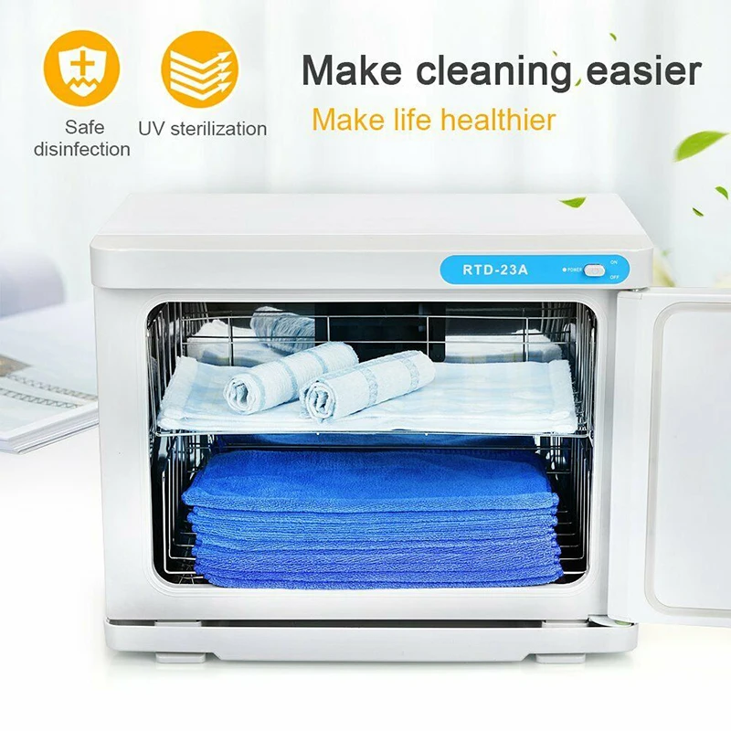 

23L 2 in1 Hot Towel Warmer UV Sterilizer Cabinet Disinfection Box Massage Beauty Salon Home Spa Ultraviolet Ozone Esterilizador