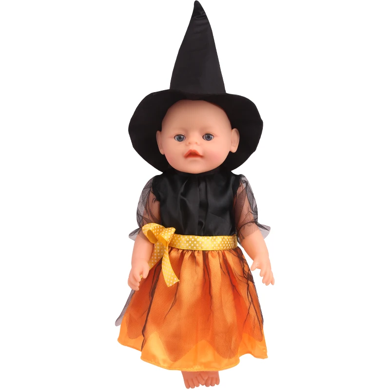 

43 Cm Boy American Dolls Dress Halloween PumpkinÂ Orange Witch Costume Born Baby Toys Accessories Fit 18 Inch Girls Doll f811