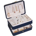 Двухслойный дорожный портативный бокс для серег-гвоздиков, кожаный бокс для хранения ювелирных изделий, 2021