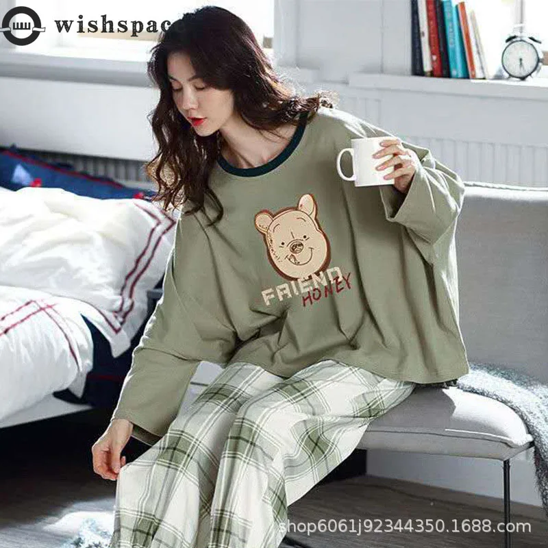 

Новая Пижама, одежда для отдыха в стиле интернет-знаменитостей, костюм из двух предметов, Женский костюм с длинным рукавом на осень и зиму, д...