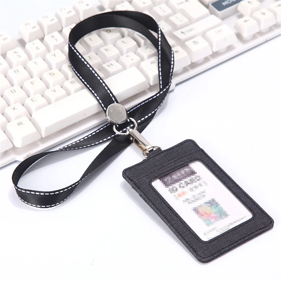 Выдвижной Lanyards держатель удостоверения личности кожа Porte Bus чехол скольжения для мужчин женщин банк держатель кредитной карты держатель карты