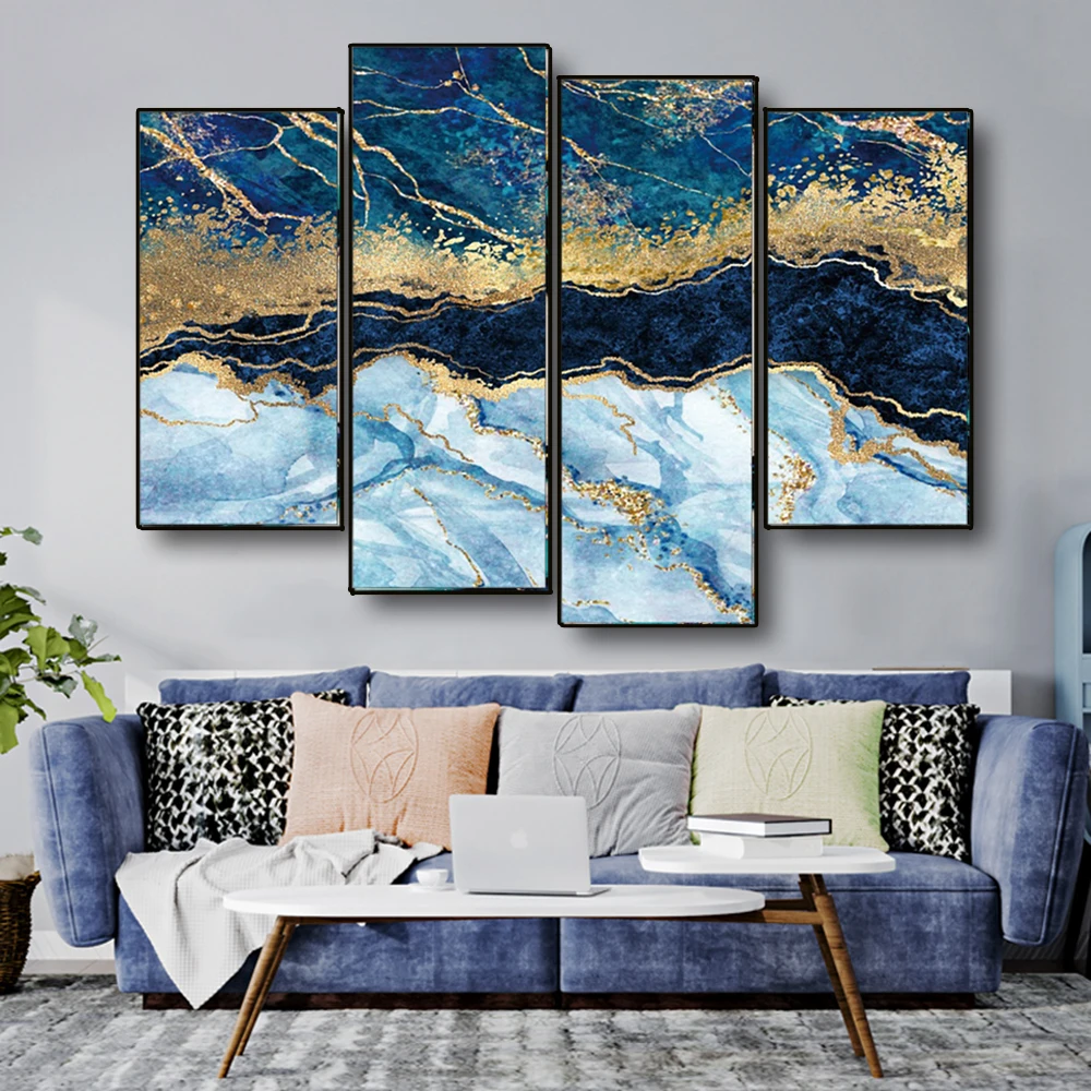 Абстрактный морской пейзаж Картина на холсте настенные картины поп мрамор