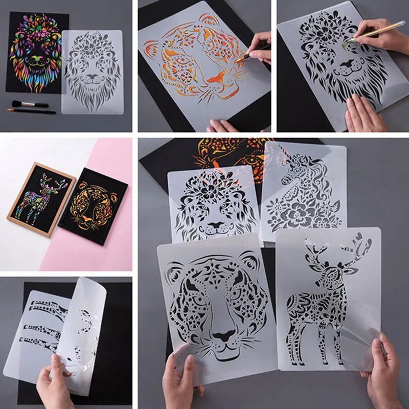 1 шт. A4 29*21 см много креативных животных DIY трафарет настенная живопись раскраска