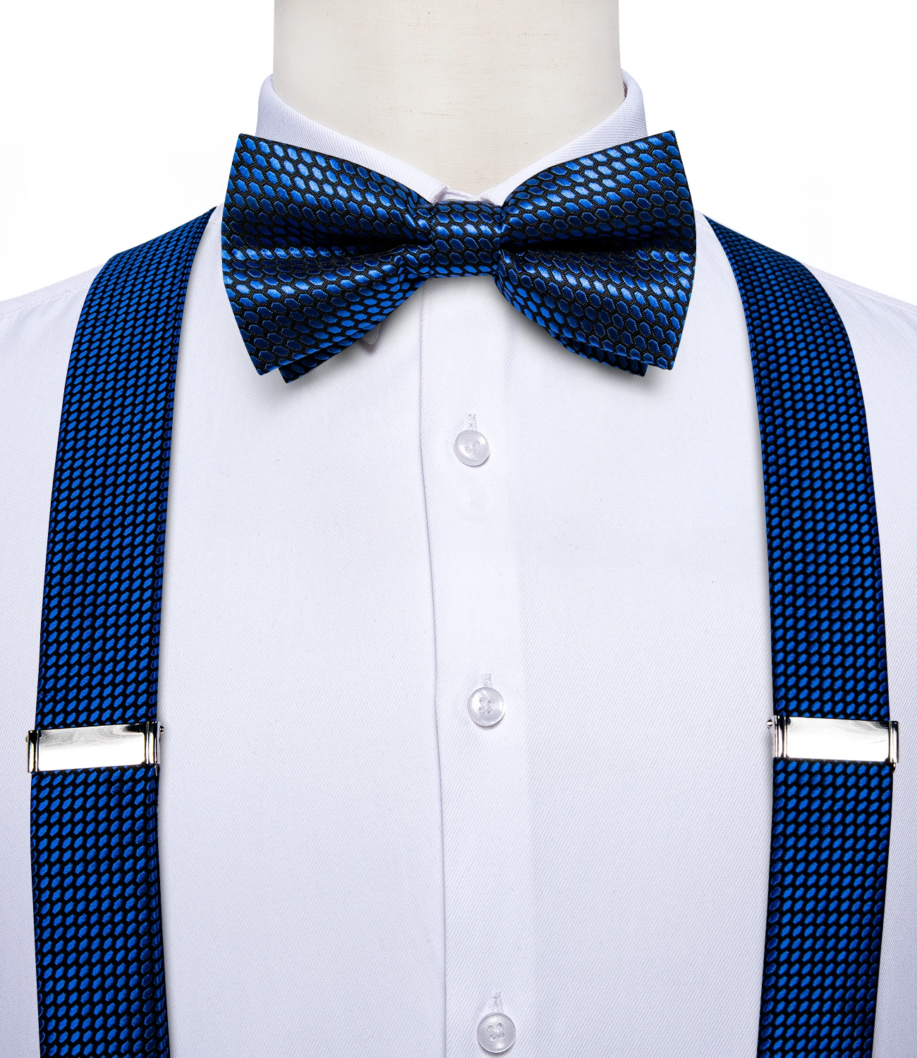 Темно синие мужские подтяжки галстук бабочка набор из эластичной шелковой кожи 6
