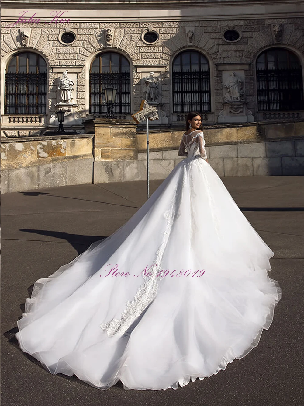 Роскошное свадебное платье трапеция из тюля с длинным рукавом julissa Kui королевским