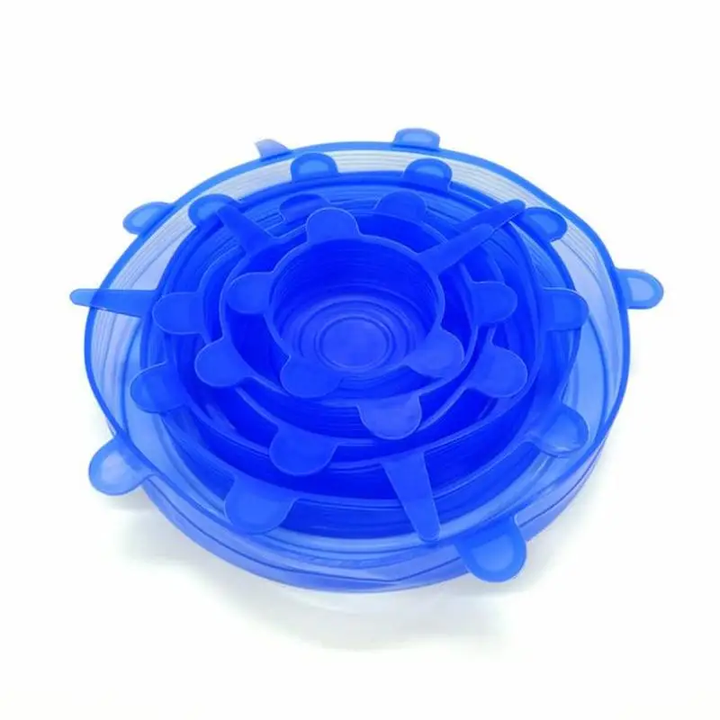 6 шт. силиконовые Эластичные крышки для кастрюль кухонная посуда миска