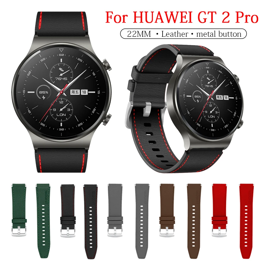 

Ремешок кожаный для HUAWEI Watch GT 2 Pro GT2 2e, сменный Браслет для huami Amazfit GTR 47 мм, Аксессуары для браслета, 22 мм