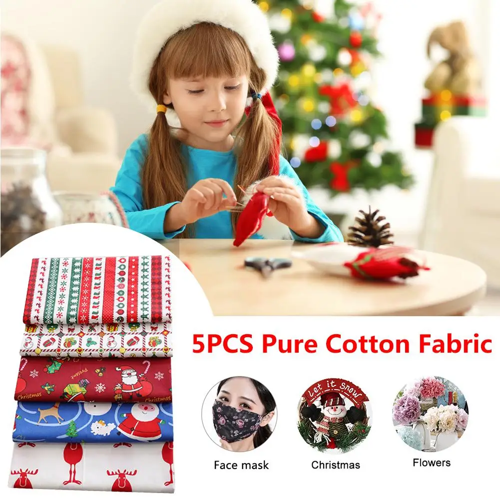 5 шт. Рождественская хлопковая ткань с принтом для шитья лица чехол рукоделия