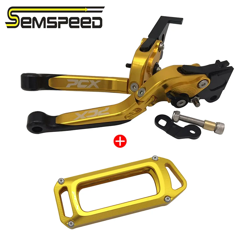 

SEMSPEED Parking Brake Levers Key Covers 2PCS For HONDA PCX 150 125 Folding Extendable Clutch Automatic Lock Lever Key Case Cap