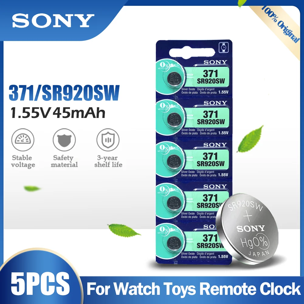 5 шт. оригинальный Sony 371 SR920SW AG6 920 LR920 LR69 171 370A 371A 1 55 V оксида серебра Батарея для часы