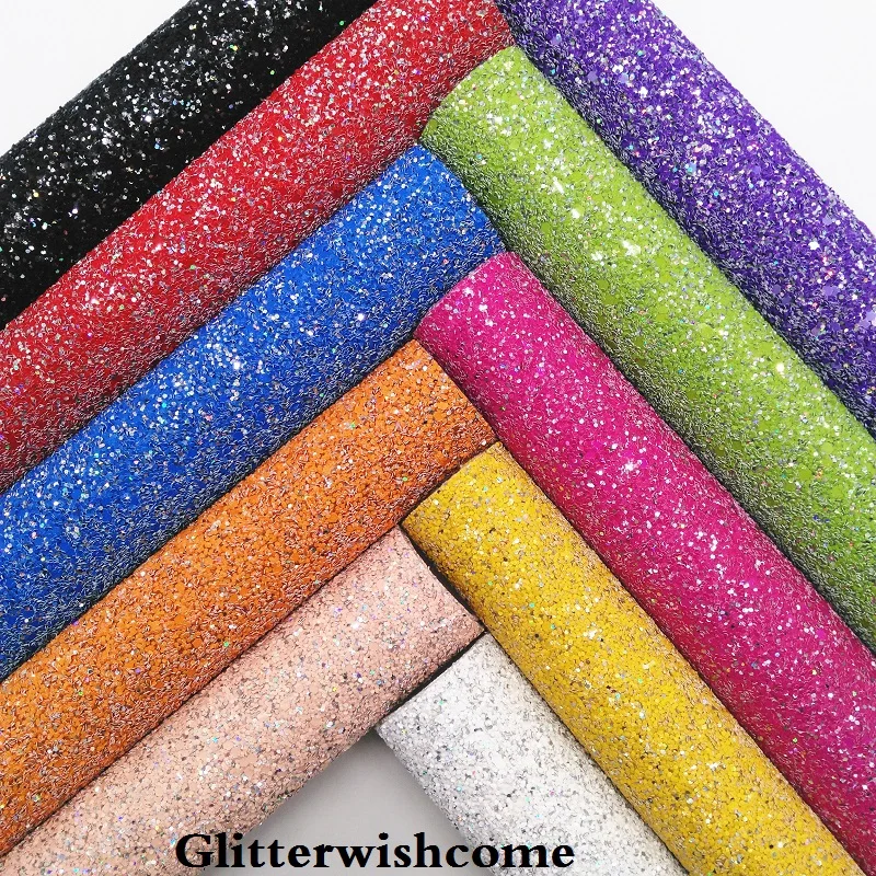 Винил Glitterwishcome размера A4 21 х29 см для бантов радужная массивная блестящая кожаная