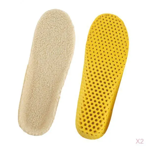

Unisex Cotton Pads 2 Pairs Wool Insoles Shock Soft Warm Plush Breathable Men and Women Sweat-Absorbant Insoles for Shoes