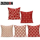 Декоративный чехол для диванной подушки, простой геометрический рисунок в полоску, волнистые линии, домашний декор для гостиной, наволочка, красный цвет