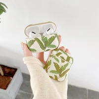 earphone case for airpods case fashion palm leaf earphones cover for airpods 2 3 airpods pro soft tpu protect shell with hook