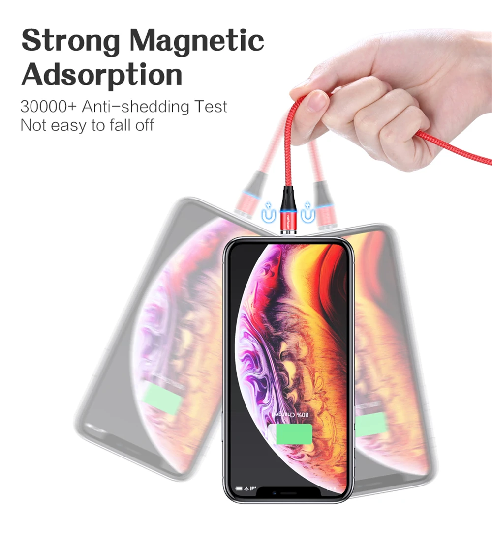 Магнитный usb-кабель votoon 2 м, 3 А, быстрая зарядка, Micro USB type-C кабель для iPhone 11 Pro, samsung S10, Xiaomi, магнитное usb-зарядное устройство