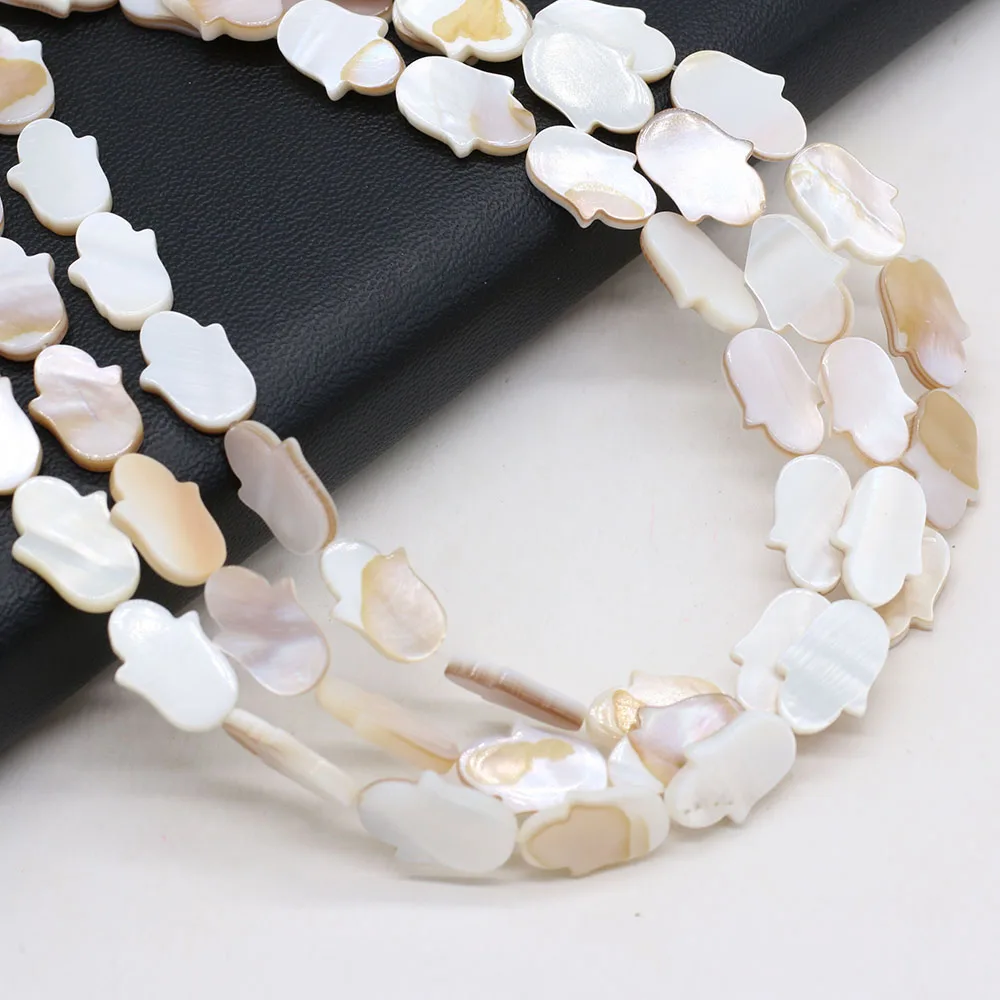

Natural White Shell Beaded Palm Shape Mother of Pearl Shell Loose Spacer Beads For Jewelry Making DIY Bracelet Necklace 10x15mm