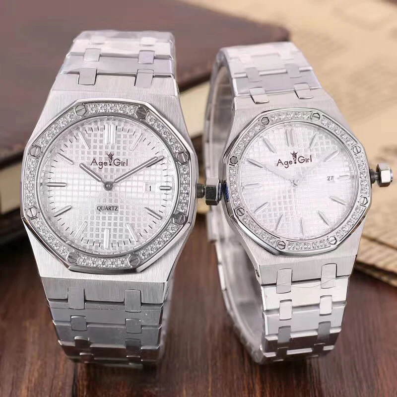 

Top Classic New Men Women Lady Watch Stainless Steel Japanese Quartz Sapphire Silver Black White Diamonds Watches AAA+
